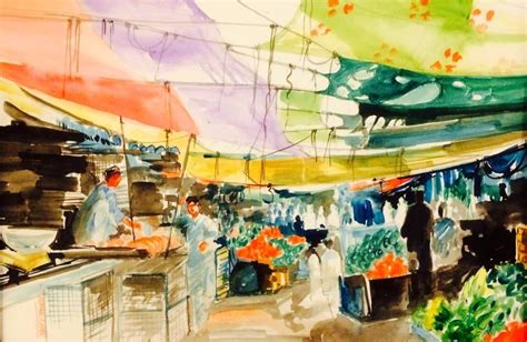 "Vegetable Market" Water Colour by Irfan Khan mi*****@***** | Painting, Watercolor, Colour