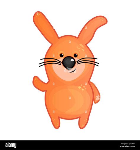 Rabbit isolated on white background. Little orange color bunny. Funny ...