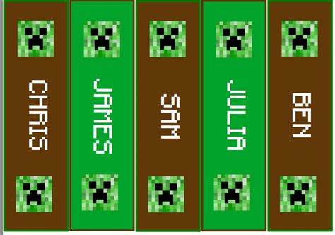 Personalized Minecraft Bookmarks Digital Party Favors