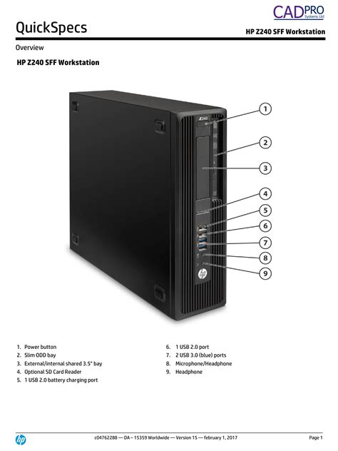 HP Z240 SFF Workstation | Manualzz