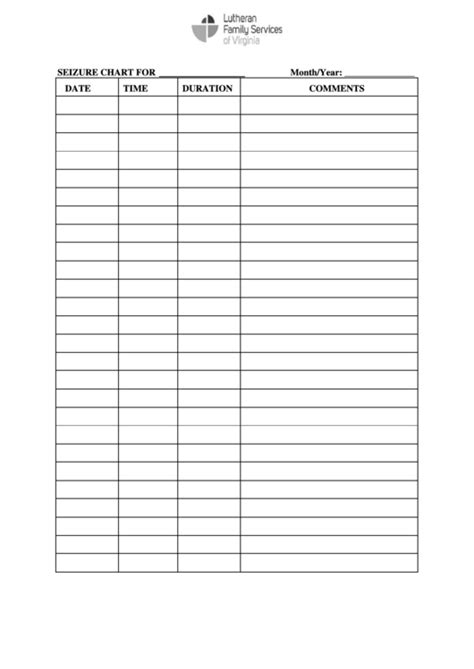 Fillable Seizure Chart printable pdf download