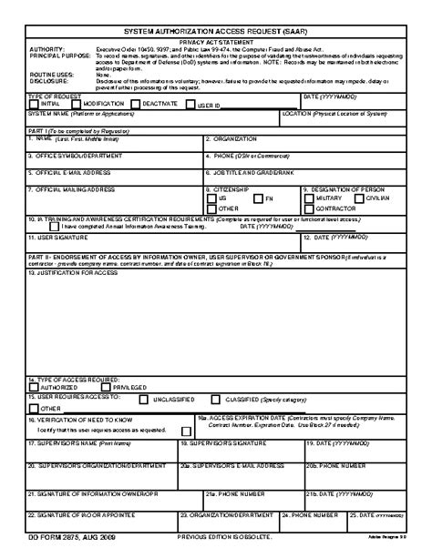 Dd Form 2875 - PDFSimpli