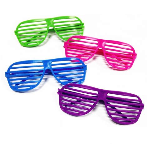 Novelty Place Neon Shutter Glasses 80's Party Slotted Sunglasses for Kids and Adults (12-Pairs ...