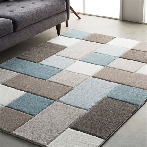 Mott Street Modern Geometric Carved Teal/Brown Area Rug & Reviews ...