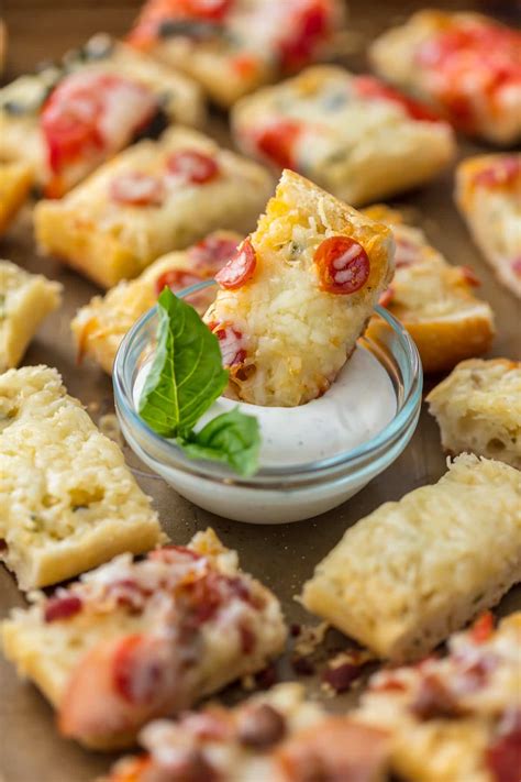 French Bread Pizza Bites with Garlic Butter - The Cookie Rookie