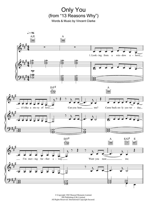 Only You by Selena Gomez Sheet Music for Piano, Vocal & Guitar Chords ...