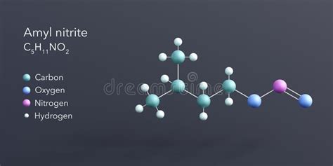 Amyl Nitrite Molecule 3d Rendering, Flat Molecular Structure with ...