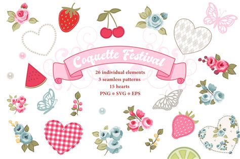 Floral Coquette Clipart Strawberry Lemon Graphic by Marie Dricot ...