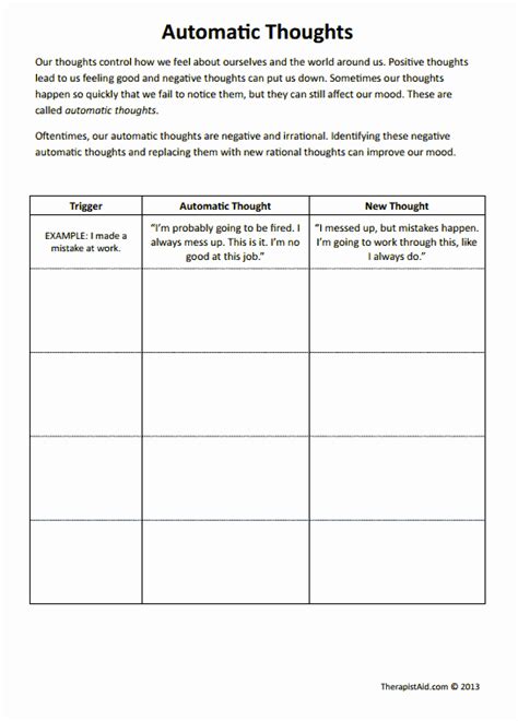 50 Mind Over Mood Worksheet