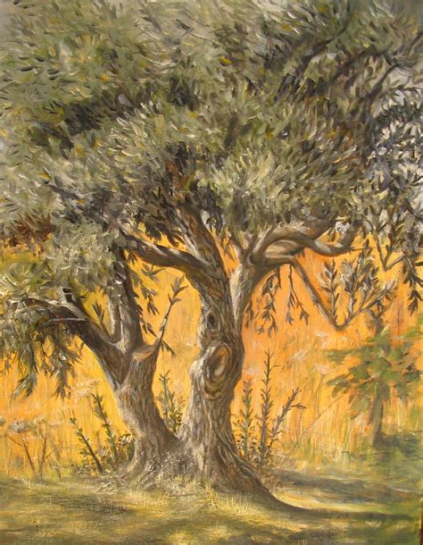 Olive Tree Painting by Yvonne Ayoub