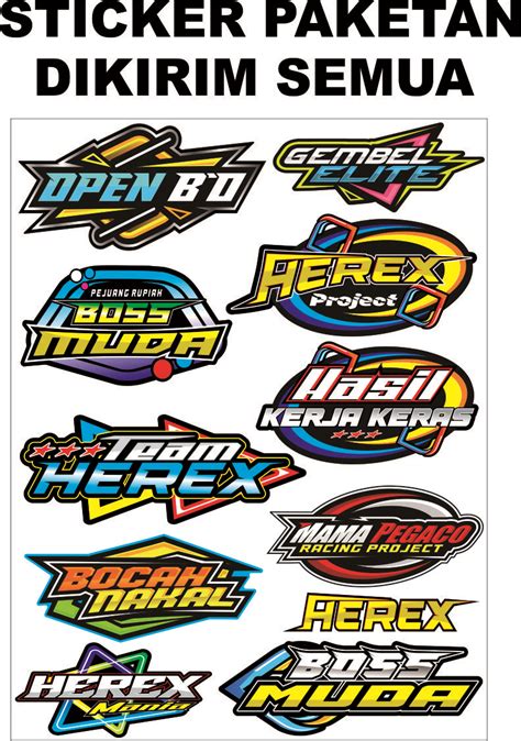 STIKER VARIASI ALL / STICKER LIST MOTOR MOTIF KEREN / STIKER MURAH MOTIF RACING STICKER VARIASI ...