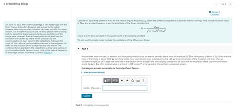 Solved \pm A Wobbling Bridge 1 of 6 Review | Constants On | Chegg.com