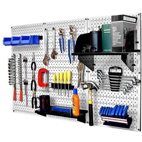 Wall Control 32 in. x 48 in. Metal Pegboard Standard Tool Storage Kit with White Pegboard and ...