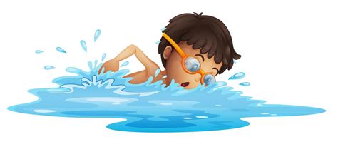 A young boy swimming with a yellow goggles 520990 Vector Art at Vecteezy