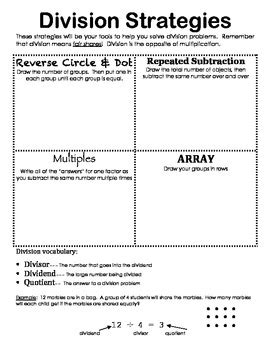 Division Strategies Handout by lrmorris | Teachers Pay Teachers