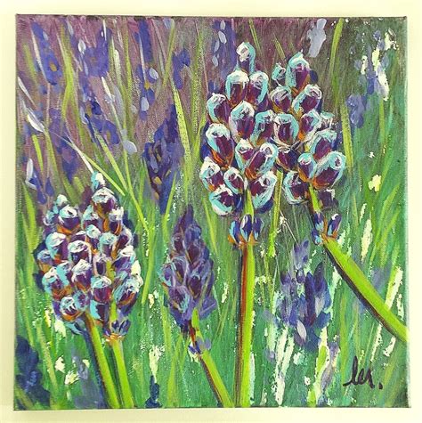 Lavender Painting : Original Acrylic Herb Garden Meadow by JLMcArt