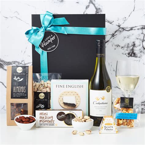 Treats with Chardonnay Hamper $115.00 | Wine hampers, Gourmet fudge, Strawberries and cream