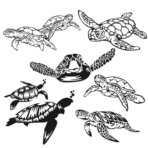 8345 Silhouette Cute Sea Turtle Svg SVG PNG EPS DXF File