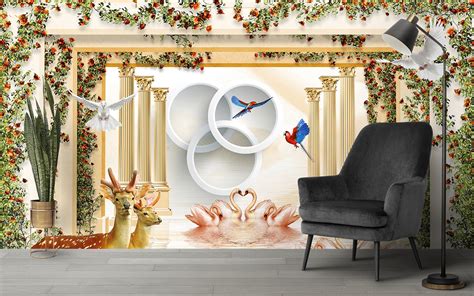 A wallpaper with birds and animals - Magic Decor