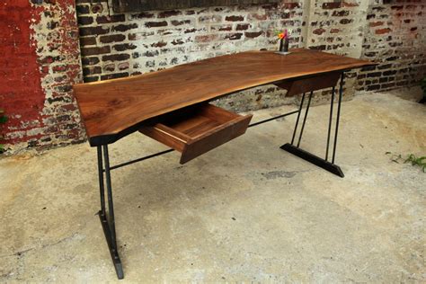 Reclaimed Walnut Wood Writing Desk with 2 by RecycledBrooklyn