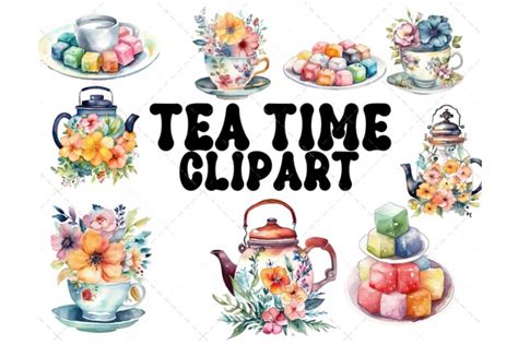 Tea Time Cup Floral Watercolor Clipart Graphic by BuildingCreations · Creative Fabrica