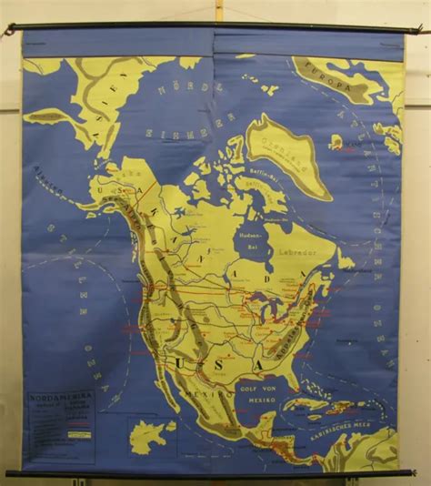 SCHULWANDKARTE WALL MAP America North America South America Map 160x183cm £143.76 - PicClick UK