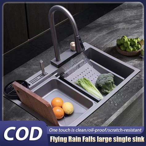 Kitchen Sink SUS 304 Stainless Steel 3.0MM Thickness High Quality Home Sink With Waterfall ...