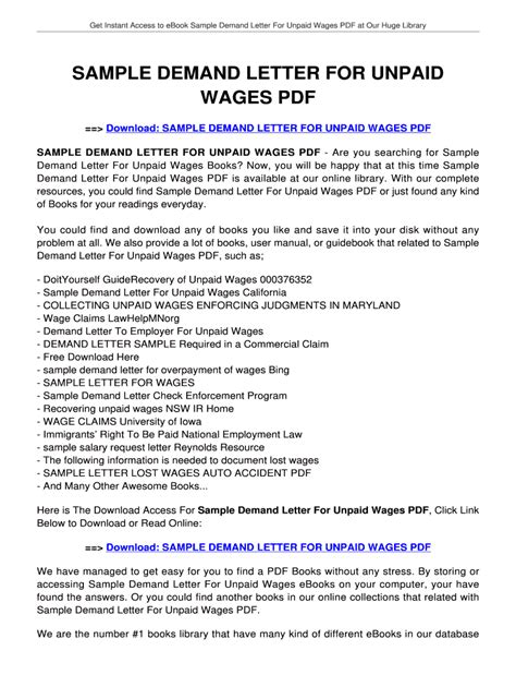 Demand Letter For Unpaid Wages Florida - Fill Online, Printable, Fillable, Blank | pdfFiller