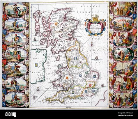 Map of the Heptarchy, Anglo-Saxon Kingdoms of Great Britain of the early Middle Ages ...