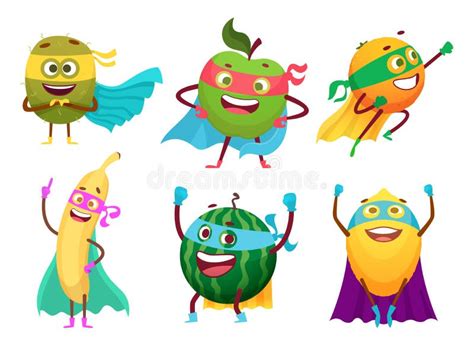 Funny Fruit And Berry Hero, Superhero Characters Stock Vector - Illustration of lifestyle ...