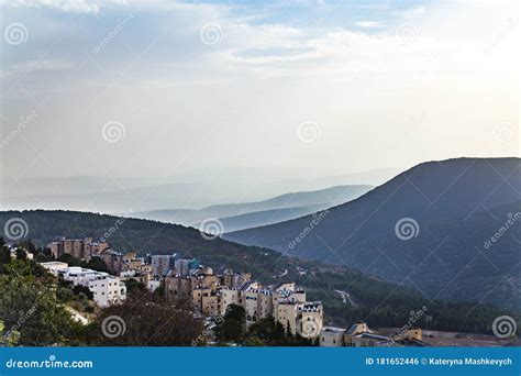 View of Galilee Mountains from the Holy City of Safed or Tsfat Israel in the Evening. Mountain ...