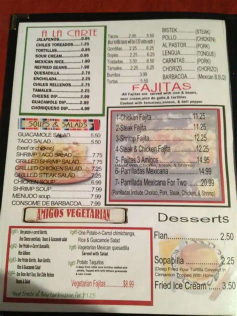 Amigos Mexican Restaurant Menu - Urbanspoon/Zomato