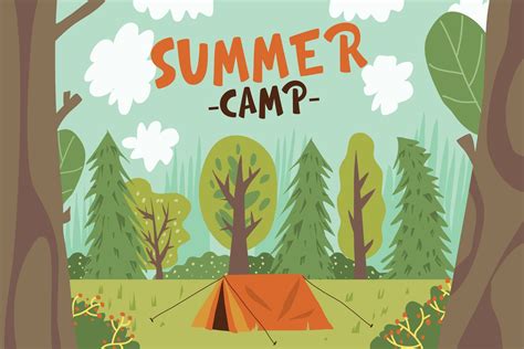 Summer Camp - Vector Illustration by AQR Studio on @creativemarket Forest Illustration, Graphic ...