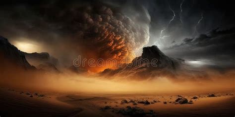 A Dust Storm on Planet Mars Stock Illustration - Illustration of earth ...