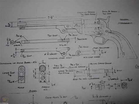 COLT 1851 Navy old Army Revolver gun Gunsmith Plans Drawing Pistol ...