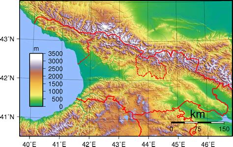 Mapa Gruzji - Gruzja mapa fizyczna, topograficzna, samochodowa i inne