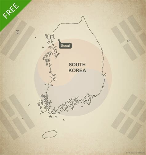 Free Vector Map of South Korea Outline | One Stop Map | Map vector ...