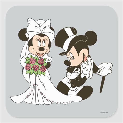 mickey and minnie mouse wedding stickers for the newly married couple in disney's wedding