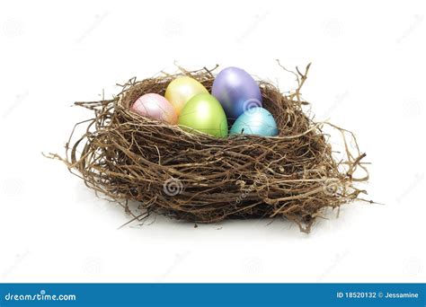 Easter Eggs In Real Bird Nest Stock Photography - Image: 18520132