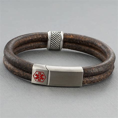 12mm Cord Leather Medical Alert ID Bracelet