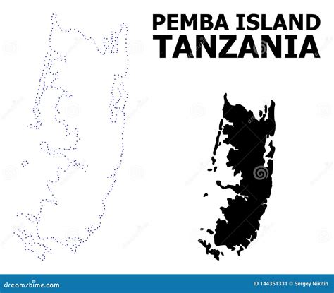 Vector Contour Dotted Map of Pemba Island with Name Stock Vector - Illustration of contour ...