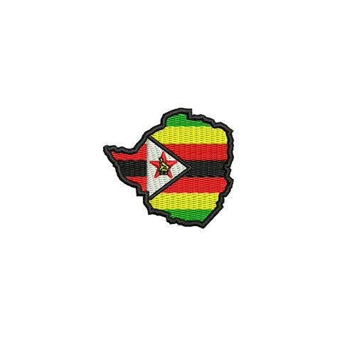 Zimbabwe Map Flag | Foreign Country Digitized Embroidery Design | e4Hats – e4Hats.com