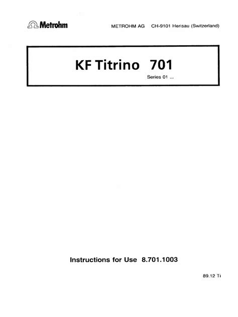 Manual 701 KF Titrino EN | PDF