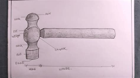 How To Draw Ball Peen Hammer/mallet Hammer Drawing