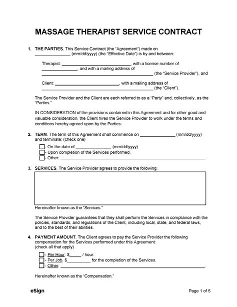 Free Massage Therapist Service Contract Template | PDF | Word