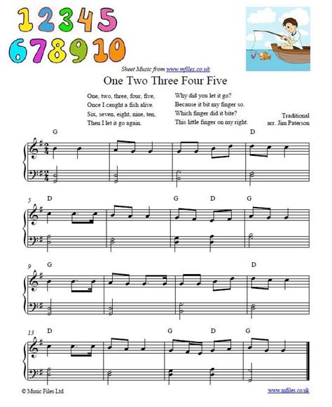 One Two Three Four Five: a traditional Nursery Rhyme - download PDF Sheet Music, midi & mp3 fi ...