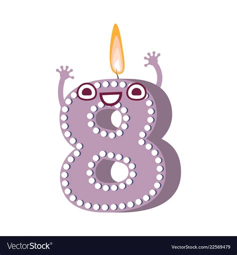 Cute birthday candle number character eight Vector Image