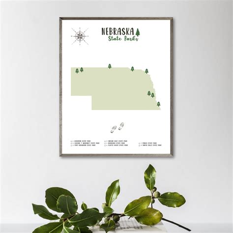 Nebraska State Parks Map | Nebraska Map Print | Gift For Traveler ...