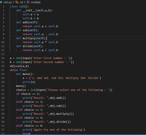 Python Program to Create a Basic Calculator using Class and object | Online Networks Solution