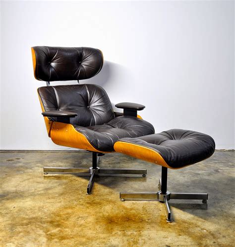 SELECT MODERN: Plycraft Eames Style Leather Lounge Chair & Ottoman